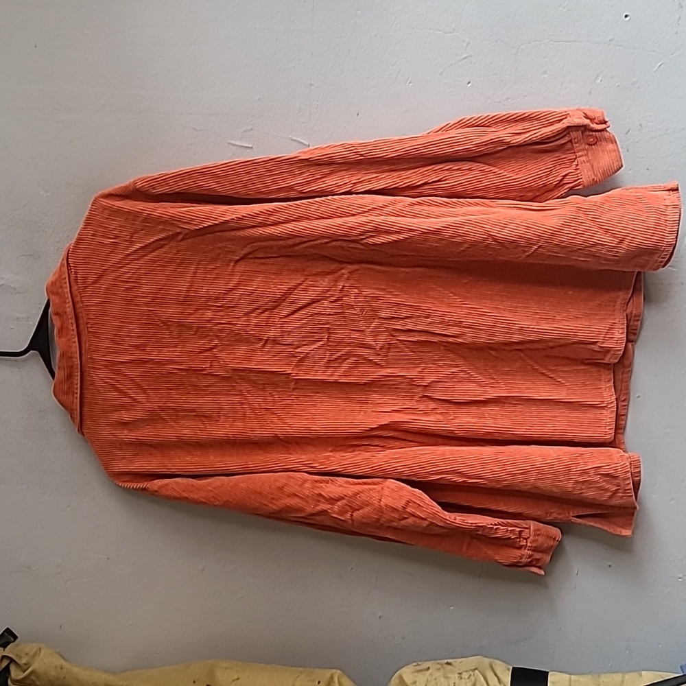 Women's 2X Blair pumpkin orange corduroy cotton long sleeve button up shirt - Picture 5 of 6